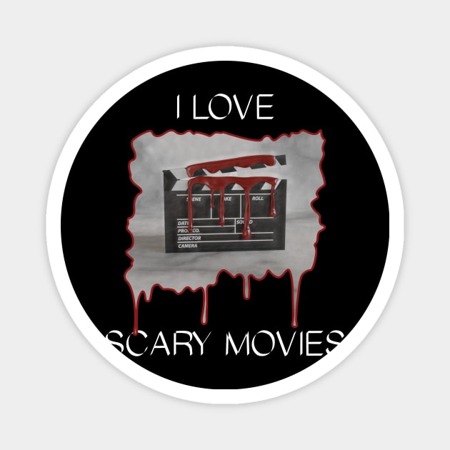 I Love Scary Movies - Red Clapperboard Magnet by Shock Emporium